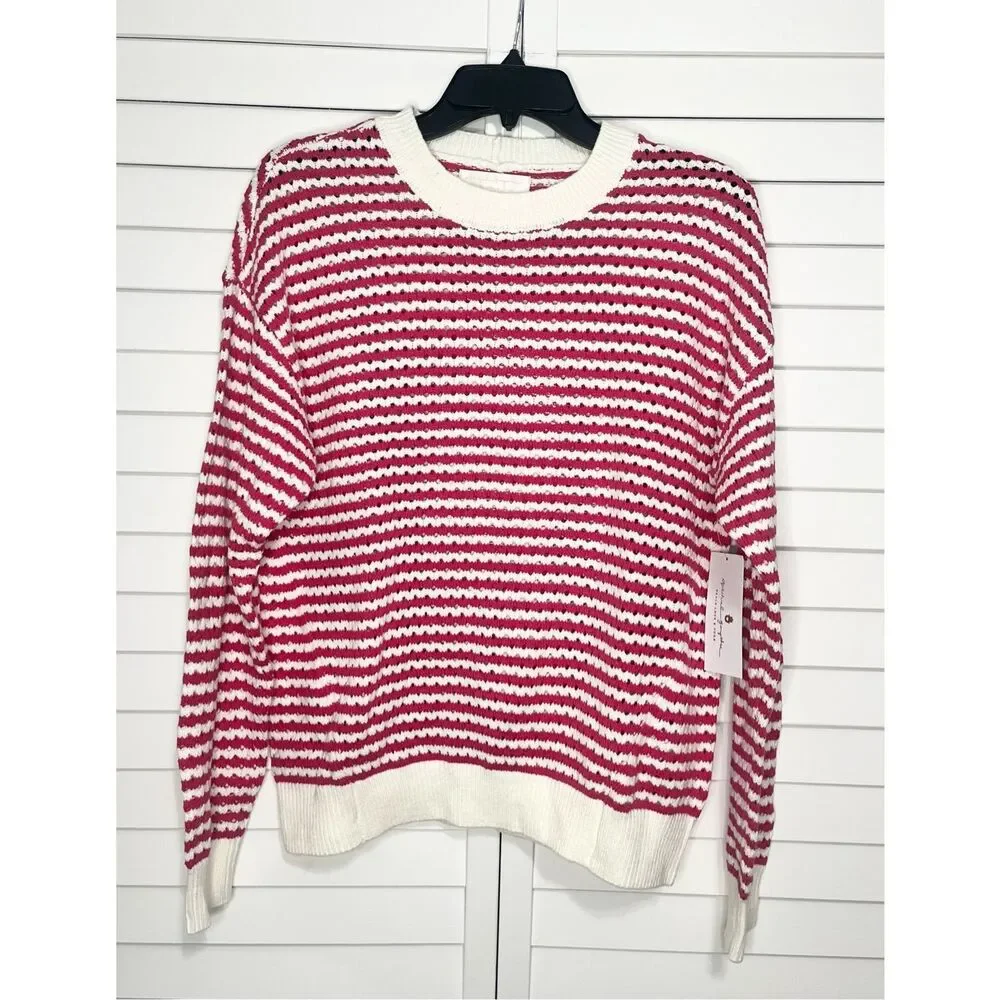 NWT Spiritual Gangster Stripe Sweater Pink White Size Small